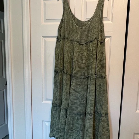 Free People Green Sleeveless Button Dress - Picture 6 of 6